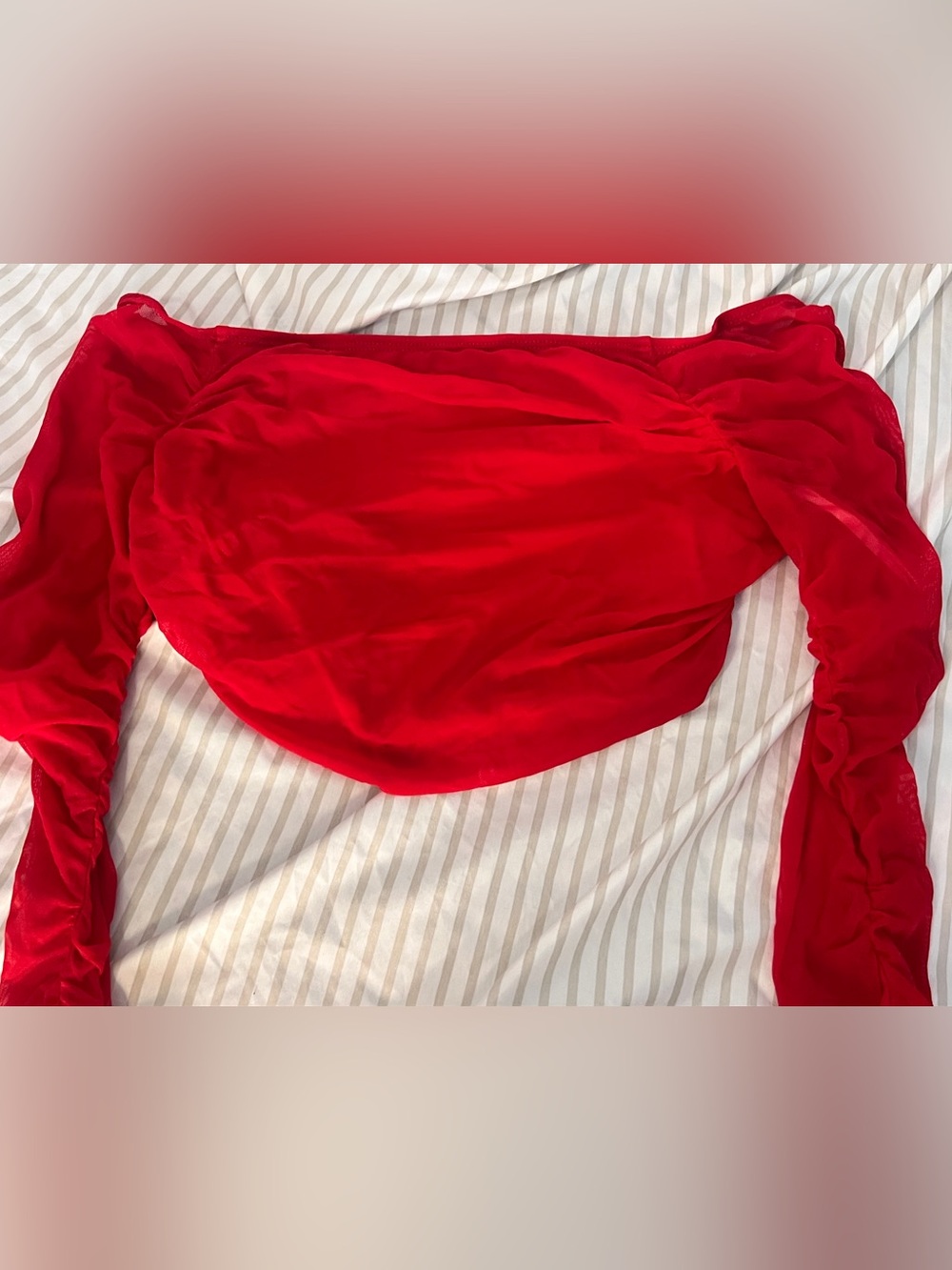 Red Off-Shoulder Long Sleeve Top
